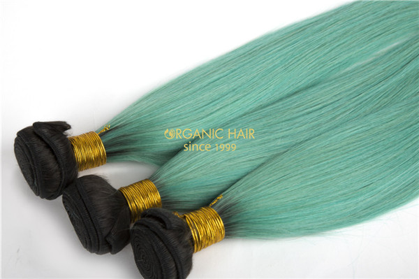 Sky blue color virgin brazilian hair extensions